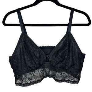 Aerie american eagle black triangle lace trim strappy gothic bralette size XL